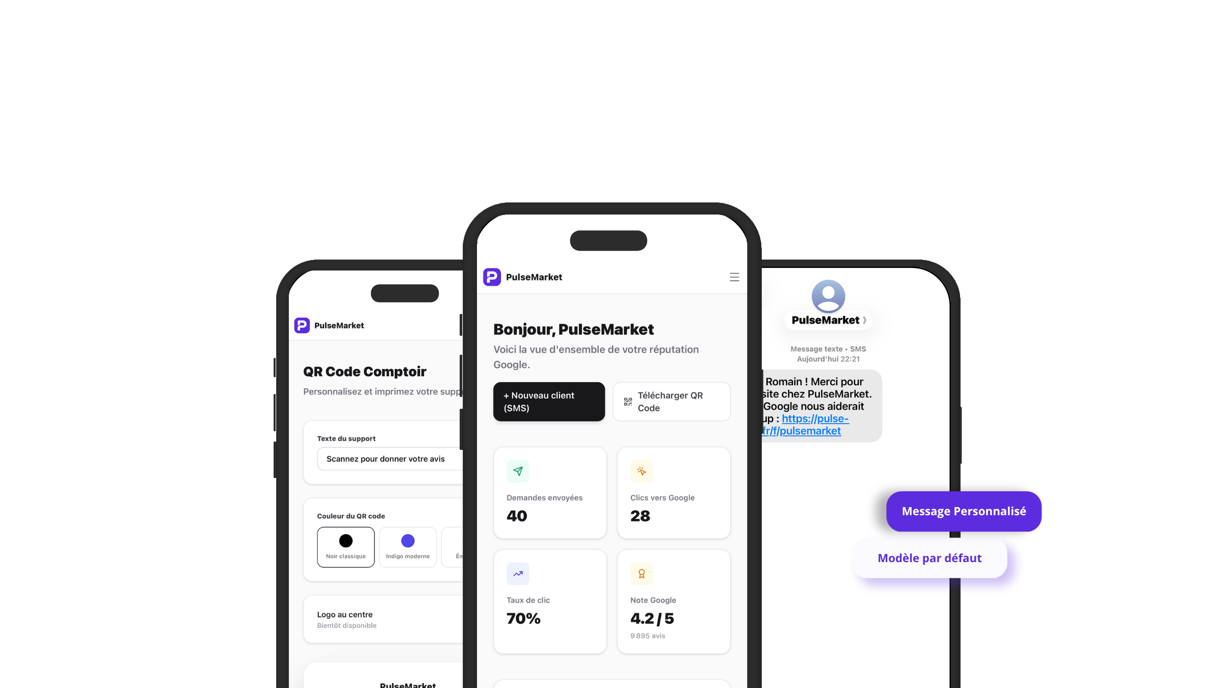 Aperçu PulseMarket sur mobile